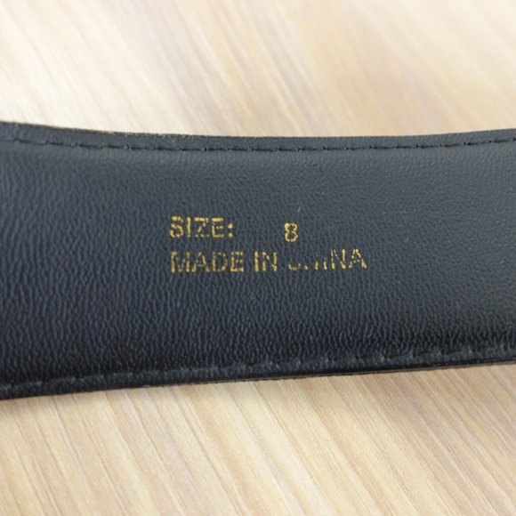 Vintage Belt Womens Crocodile Leather Faux XS Waist Dress Chunky Brass Buckle - Picture 12 of 14